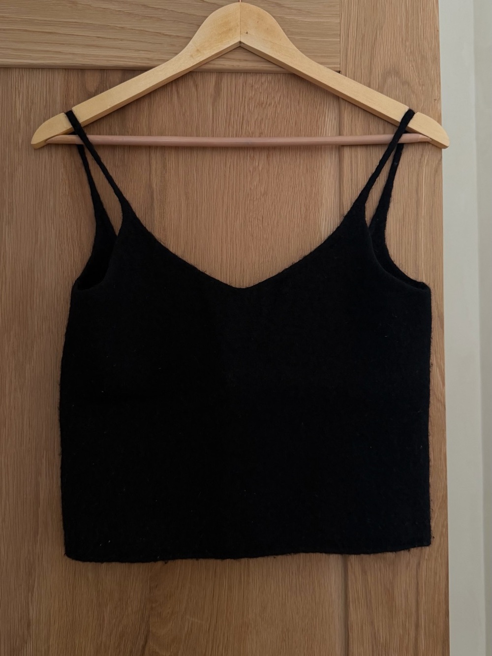 Black V-Neck Double-Strap Cami Top KNITT ALPACA